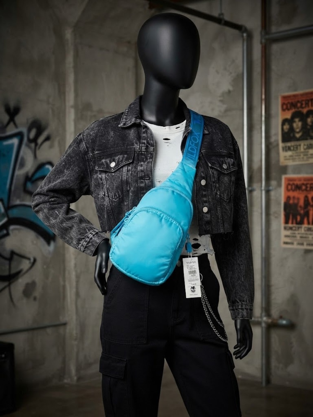 Wildfox Bright Turquoise Quilted Crossbody Sling Bag - Picture 1 of 6